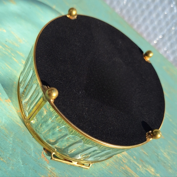 Glass Display Box Gold Metal Jewelry Box Display Case Holder Stained Glass - Picture 10 of 16